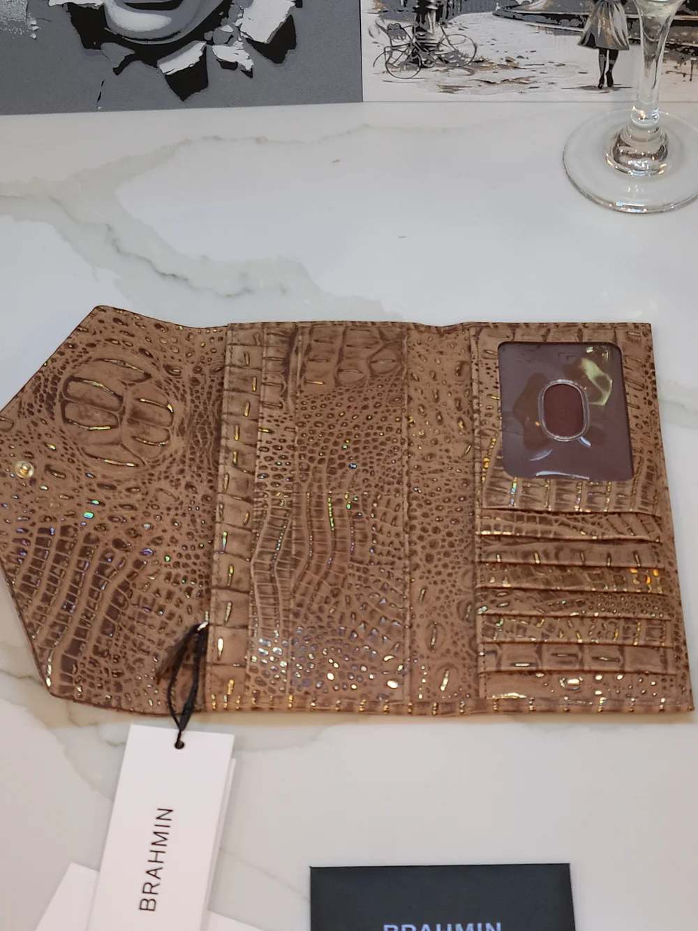 Brahmin NWT Veronica Gold Mini Melbourne Wallet Trifold